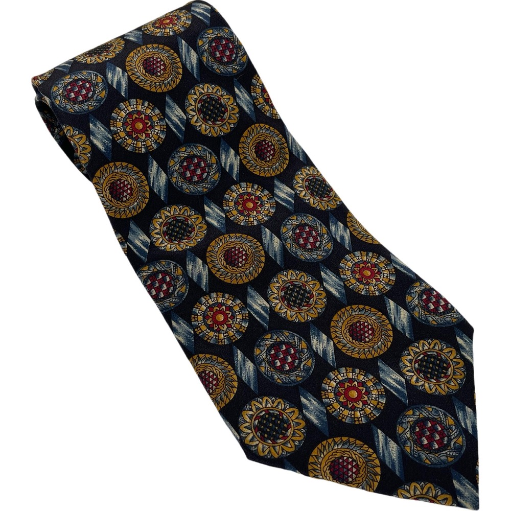 Vtg Metropolitan Museum of Art Silk Necktie Stained Glass Mosaic MOMA Novelty‎